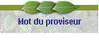 Mot du proviseur